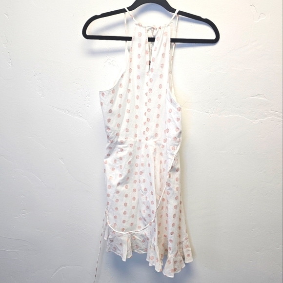 Lovers And Friends Rose Gold Polka Dot Ruffle Wrap Mini Dress Women's Size M - Picture 6 of 6